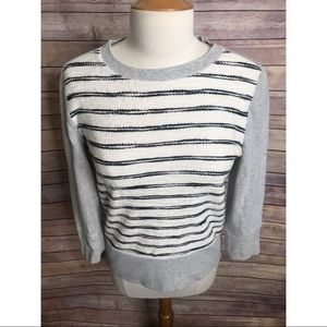 Lou & Grey Black White Stripe Pullover Sweatshirt